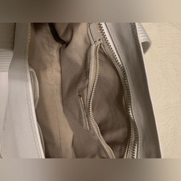 Lacoste OffWhite Large PreOwned Tote Bag inside clean outside blue light stains. - Picture 10 of 16